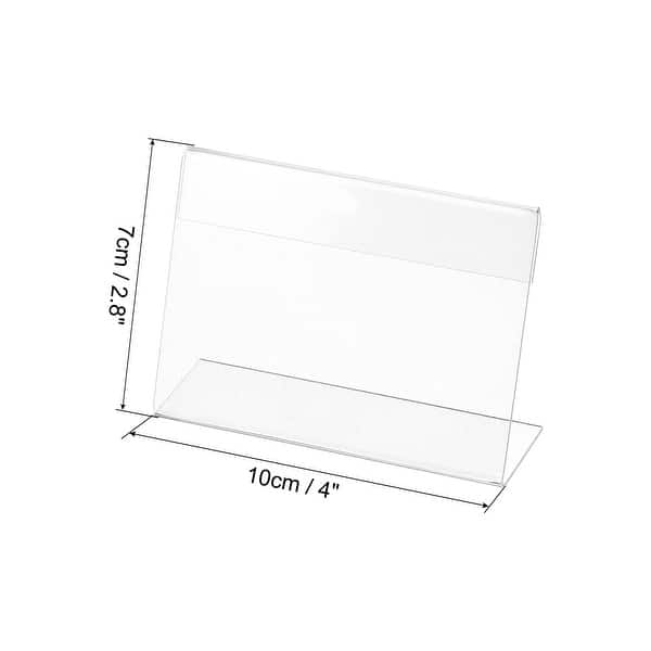 Mini Acrylic Sign Display Holder 4x2.8", Slant Back Card Tag Horizontal
